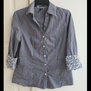 Blue Stripe Button Down Paisely Accents